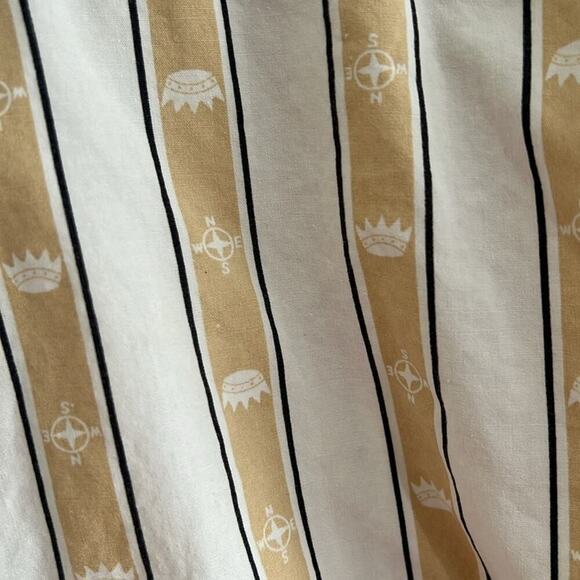 Dockers 100% Cotton Long Sleeve White Camel Navy Stripe Pattern Blouse Size M - Picture 5 of 5